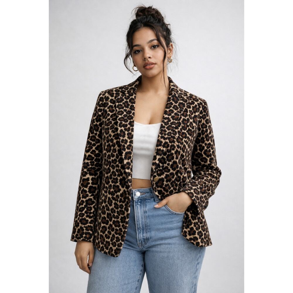 J Crew Parke Corduroy Blazer Academia Preppy Jacket Leopard Animal Print 16 $258